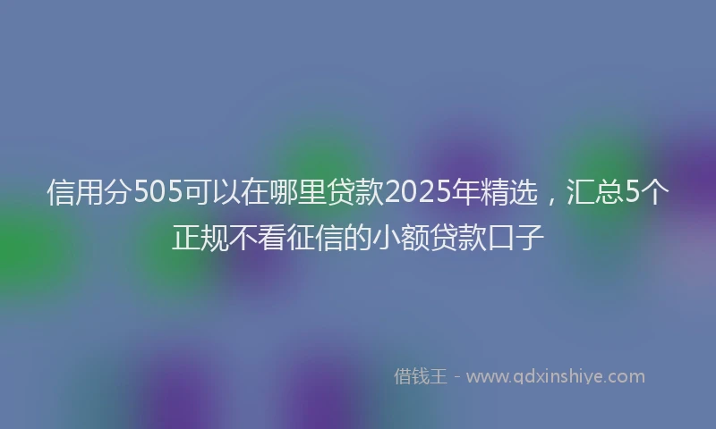 信用分505可以在哪里贷款2025年精选，汇总5个正规不看征信的小额贷款口子