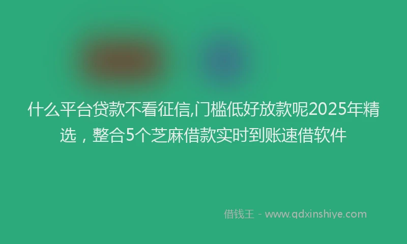 什么平台贷款不看征信,门槛低好放款呢2025年精选，整合5个芝麻借款实时到账速借软件