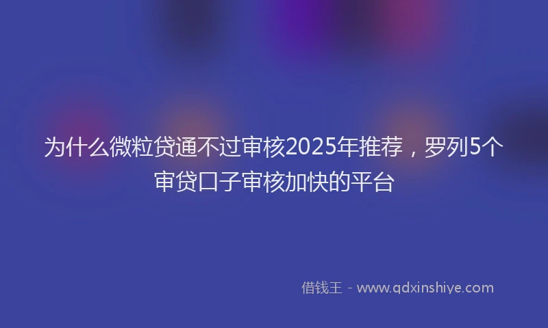 为什么微粒贷通不过审核2025年推荐，罗列5个审贷口子审核加快的平台