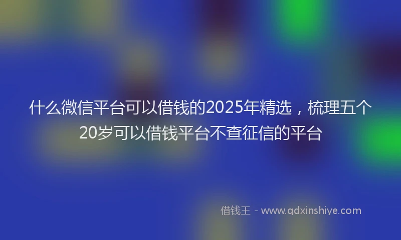 什么微信平台可以借钱的2025年精选，梳理五个20岁可以借钱平台不查征信的平台