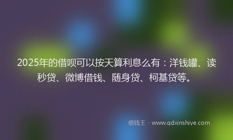 2025年的借呗可以按天算利息么有：洋钱罐、读秒贷、微博借钱、随身贷、柯基贷等。