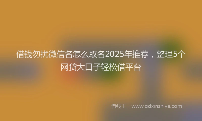 借钱勿扰微信名怎么取名2025年推荐，整理5个网贷大口子轻松借平台