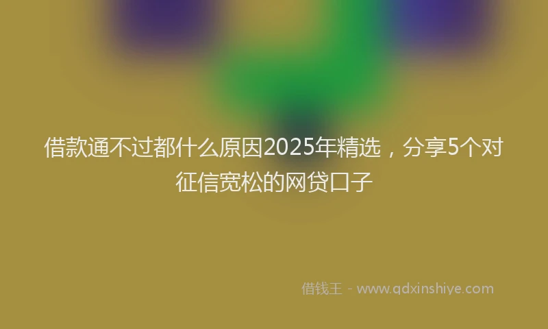 借款通不过都什么原因2025年精选，分享5个对征信宽松的网贷口子