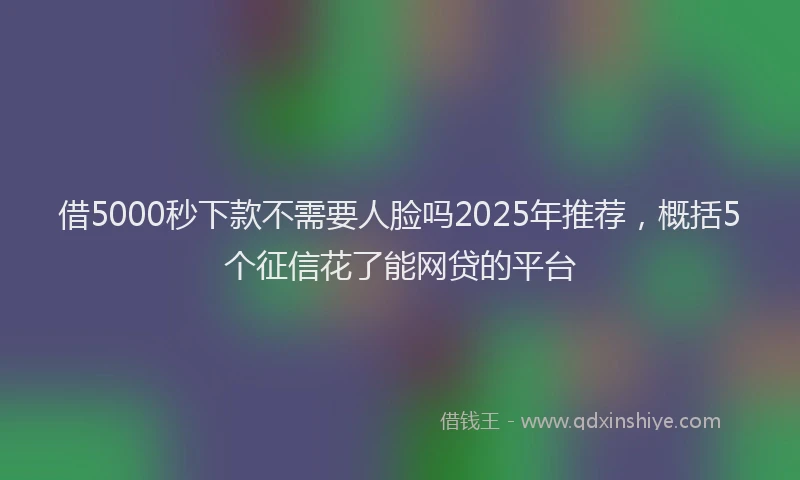 借5000秒下款不需要人脸吗2025年推荐，概括5个征信花了能网贷的平台