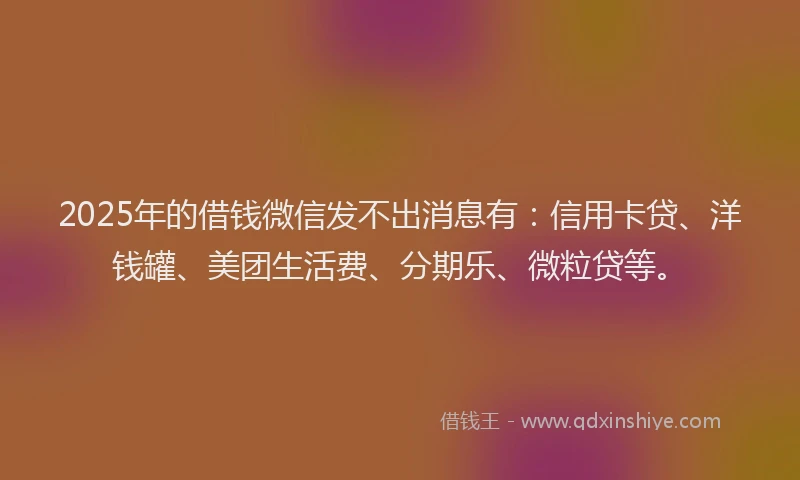 2025年的借钱微信发不出消息有：信用卡贷、洋钱罐、美团生活费、分期乐、微粒贷等。