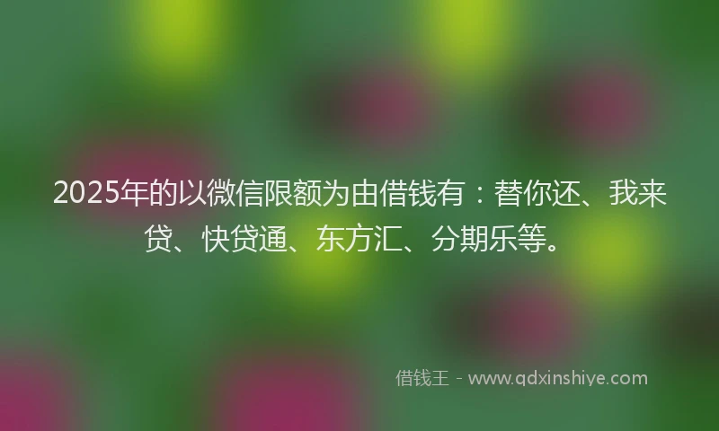 2025年的以微信限额为由借钱有：替你还、我来贷、快贷通、东方汇、分期乐等。