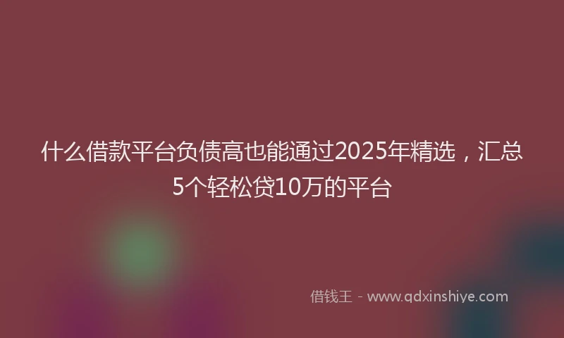 什么借款平台负债高也能通过2025年精选，汇总5个轻松贷10万的平台