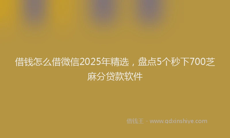 借钱怎么借微信2025年精选，盘点5个秒下700芝麻分贷款软件