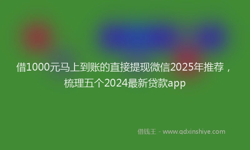 借1000元马上到账的直接提现微信2025年推荐，梳理五个2024最新贷款app