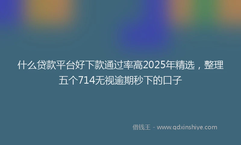 什么贷款平台好下款通过率高2025年精选，整理五个714无视逾期秒下的口子