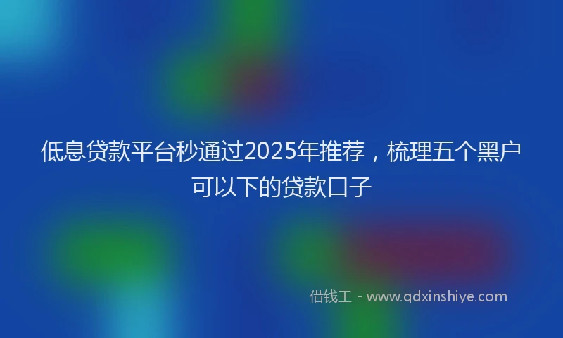 低息贷款平台秒通过2025年推荐，梳理五个黑户可以下的贷款口子