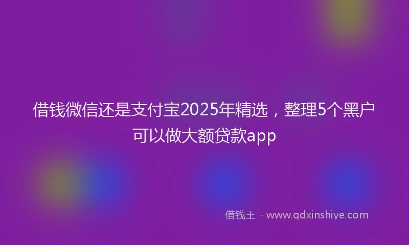 借钱微信还是支付宝2025年精选，整理5个黑户可以做大额贷款app