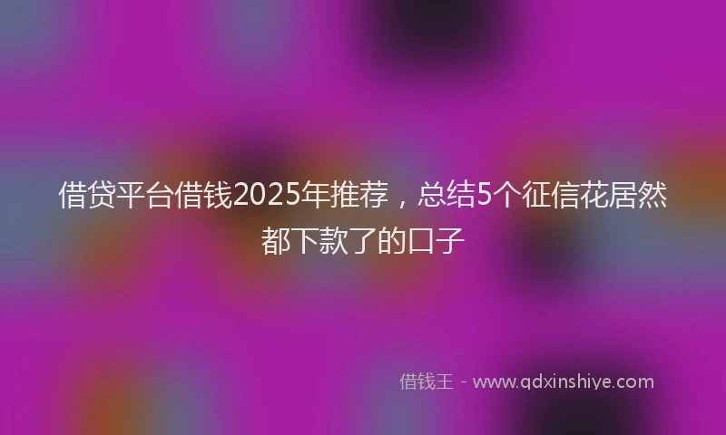 借贷平台借钱2025年推荐，总结5个征信花居然都下款了的口子