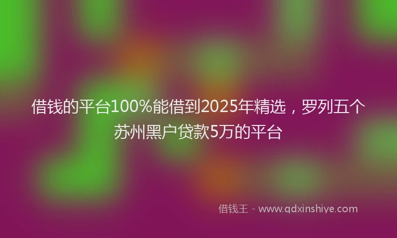 借钱的平台100%能借到2025年精选，罗列五个苏州黑户贷款5万的平台