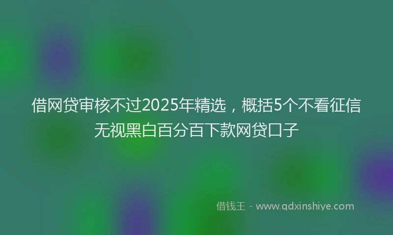 借网贷审核不过2025年精选，概括5个不看征信无视黑白百分百下款网贷口子