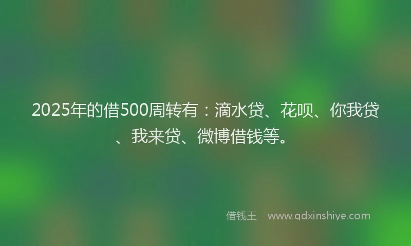 2025年的借500周转有：滴水贷、花呗、你我贷、我来贷、微博借钱等。