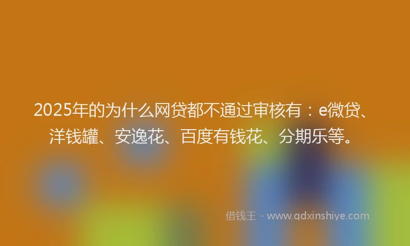 2025年的为什么网贷都不通过审核有：e微贷、洋钱罐、安逸花、百度有钱花、分期乐等。