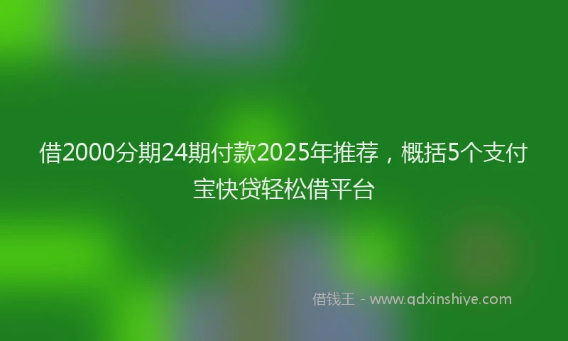 借2000分期24期付款2025年推荐，概括5个支付宝快贷轻松借平台