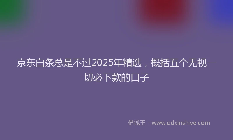 京东白条总是不过2025年精选，概括五个无视一切必下款的口子