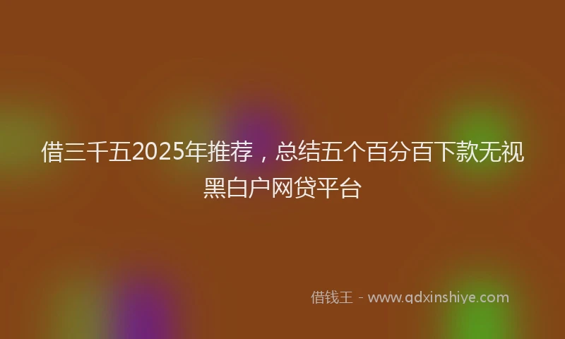 借三千五2025年推荐，总结五个百分百下款无视黑白户网贷平台