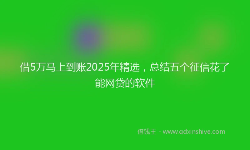 借5万马上到账2025年精选，总结五个征信花了能网贷的软件