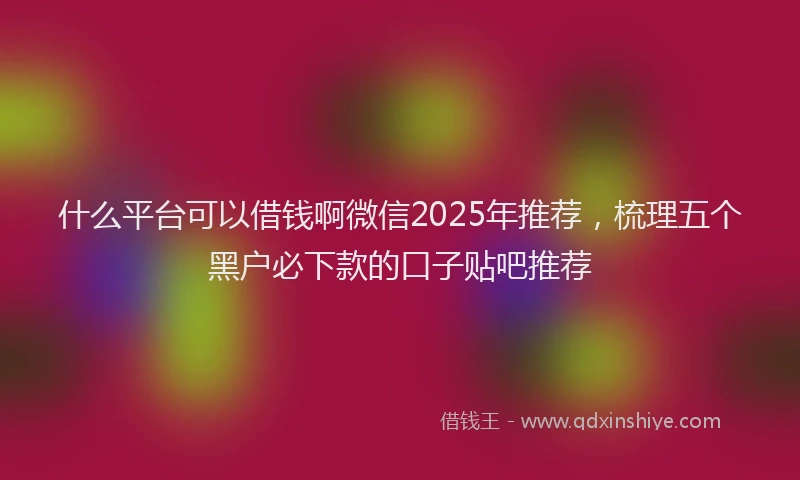 什么平台可以借钱啊微信2025年推荐，梳理五个黑户必下款的口子贴吧推荐
