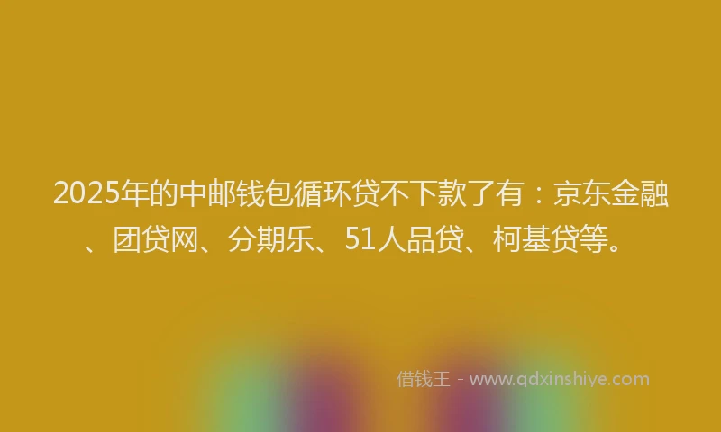 2025年的中邮钱包循环贷不下款了有：京东金融、团贷网、分期乐、51人品贷、柯基贷等。