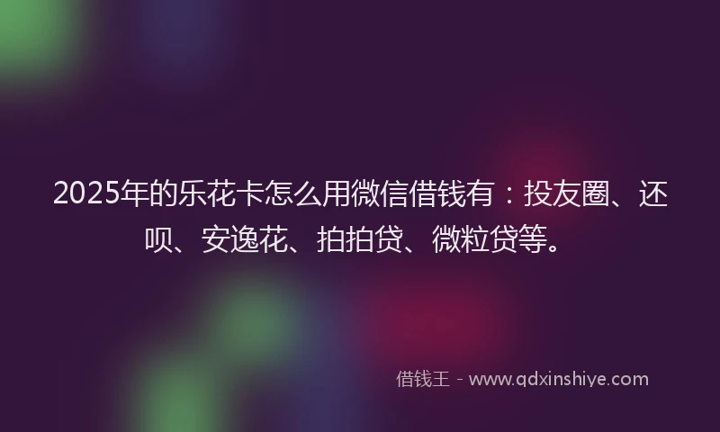 2025年的乐花卡怎么用微信借钱有：投友圈、还呗、安逸花、拍拍贷、微粒贷等。