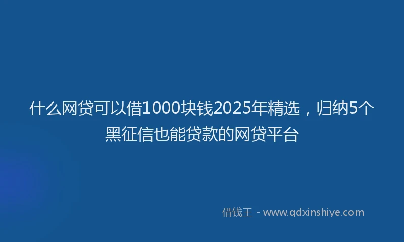 什么网贷可以借1000块钱2025年精选，归纳5个黑征信也能贷款的网贷平台