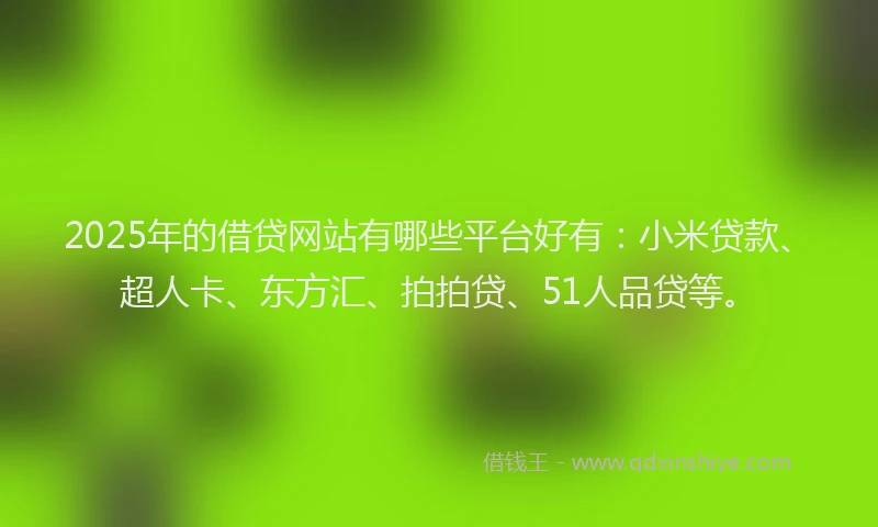 2025年的借贷网站有哪些平台好有：小米贷款、超人卡、东方汇、拍拍贷、51人品贷等。