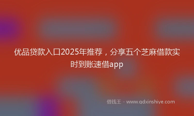 优品贷款入口2025年推荐，分享五个芝麻借款实时到账速借app