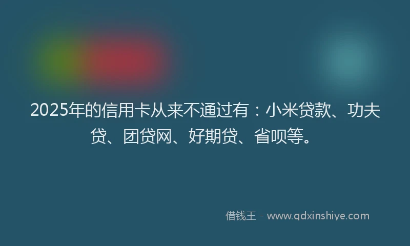 2025年的信用卡从来不通过有：小米贷款、功夫贷、团贷网、好期贷、省呗等。