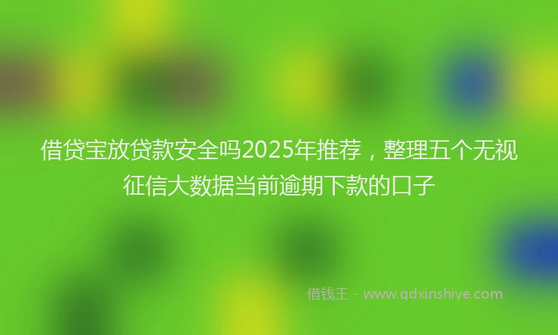 借贷宝放贷款安全吗2025年推荐，整理五个无视征信大数据当前逾期下款的口子