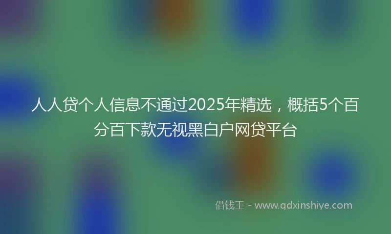 人人贷个人信息不通过2025年精选，概括5个百分百下款无视黑白户网贷平台