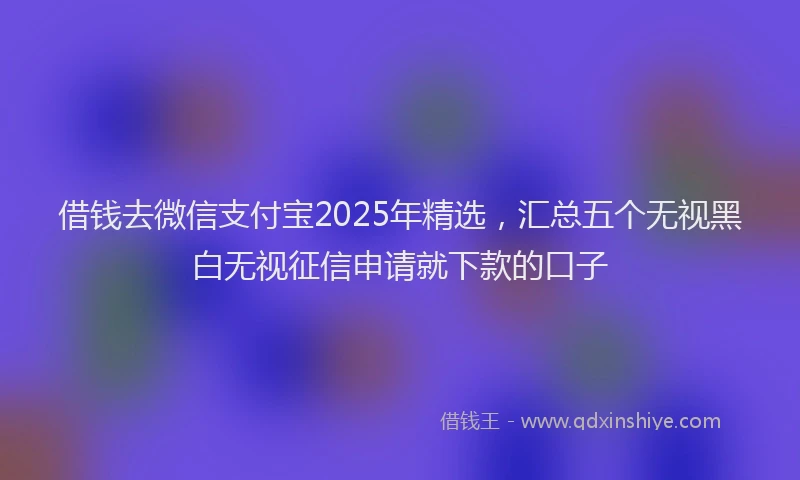 借钱去微信支付宝2025年精选，汇总五个无视黑白无视征信申请就下款的口子