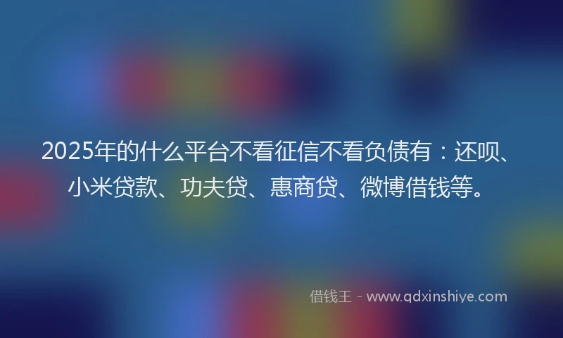 2025年的什么平台不看征信不看负债有：还呗、小米贷款、功夫贷、惠商贷、微博借钱等。