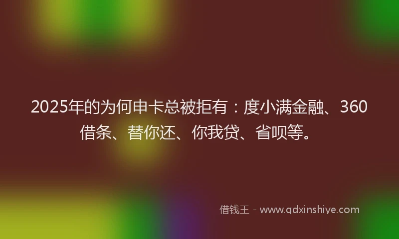 2025年的为何申卡总被拒有：度小满金融、360借条、替你还、你我贷、省呗等。