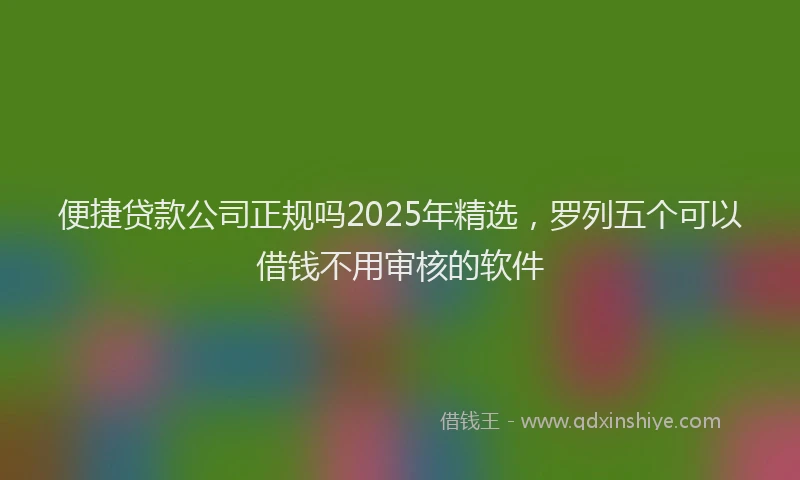 便捷贷款公司正规吗2025年精选，罗列五个可以借钱不用审核的软件