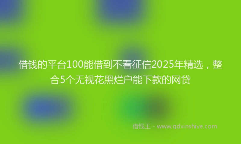 借钱的平台100能借到不看征信2025年精选，整合5个无视花黑烂户能下款的网贷