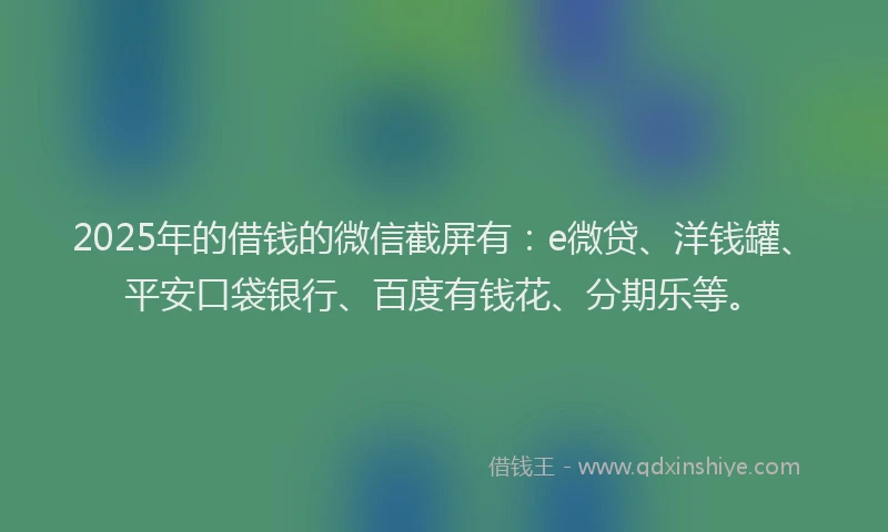 2025年的借钱的微信截屏有：e微贷、洋钱罐、平安口袋银行、百度有钱花、分期乐等。