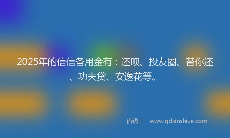 2025年的信信备用金有：还呗、投友圈、替你还、功夫贷、安逸花等。