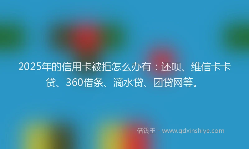2025年的信用卡被拒怎么办有：还呗、维信卡卡贷、360借条、滴水贷、团贷网等。