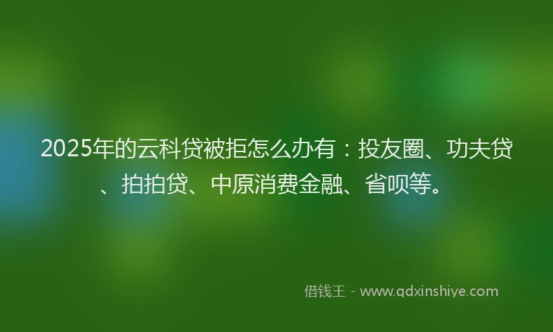 2025年的云科贷被拒怎么办有：投友圈、功夫贷、拍拍贷、中原消费金融、省呗等。
