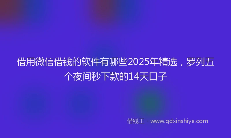借用微信借钱的软件有哪些2025年精选，罗列五个夜间秒下款的14天口子