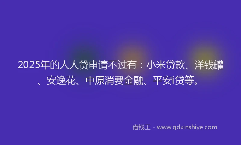 2025年的人人贷申请不过有：小米贷款、洋钱罐、安逸花、中原消费金融、平安i贷等。