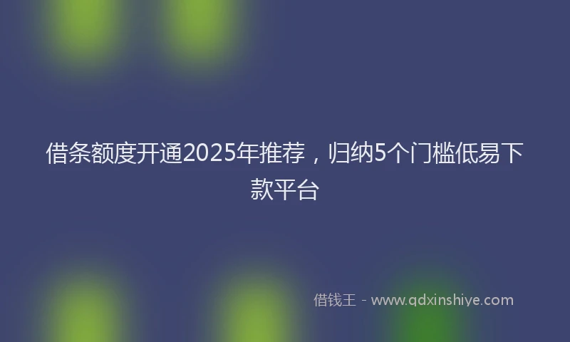借条额度开通2025年推荐，归纳5个门槛低易下款平台