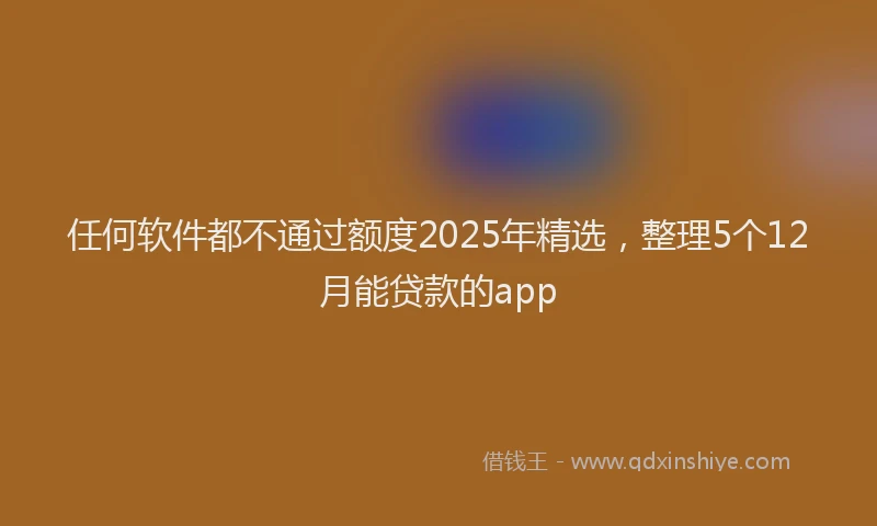 任何软件都不通过额度2025年精选，整理5个12月能贷款的app