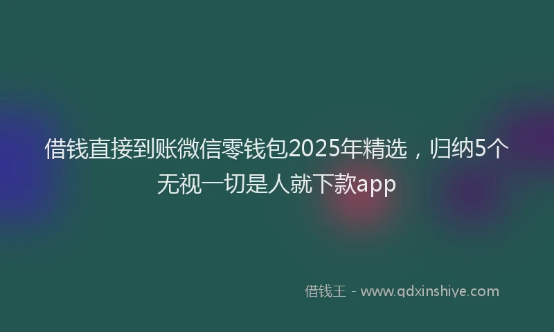 借钱直接到账微信零钱包2025年精选，归纳5个无视一切是人就下款app