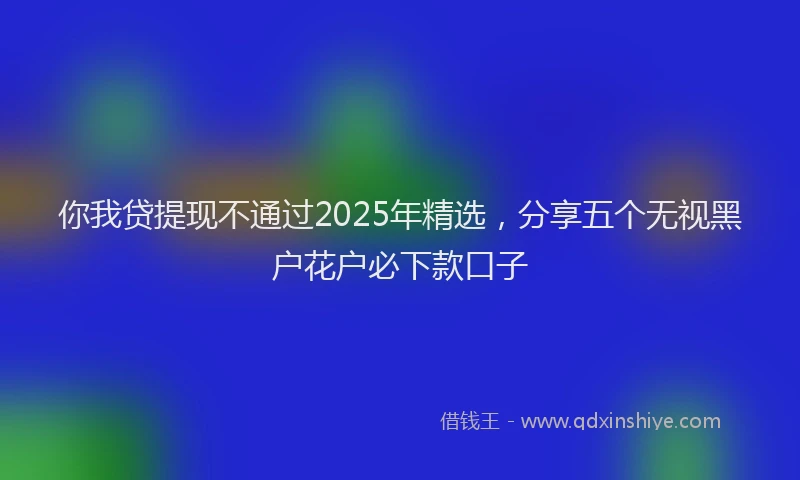 你我贷提现不通过2025年精选，分享五个无视黑户花户必下款口子