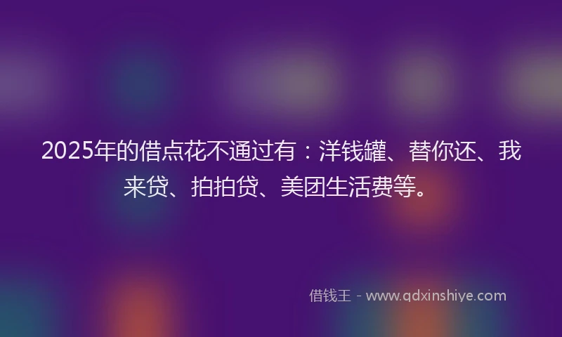 2025年的借点花不通过有：洋钱罐、替你还、我来贷、拍拍贷、美团生活费等。